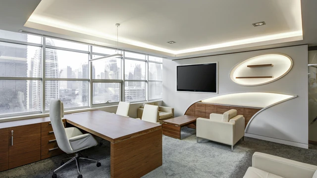 Professionals collaborating in a modern workplace